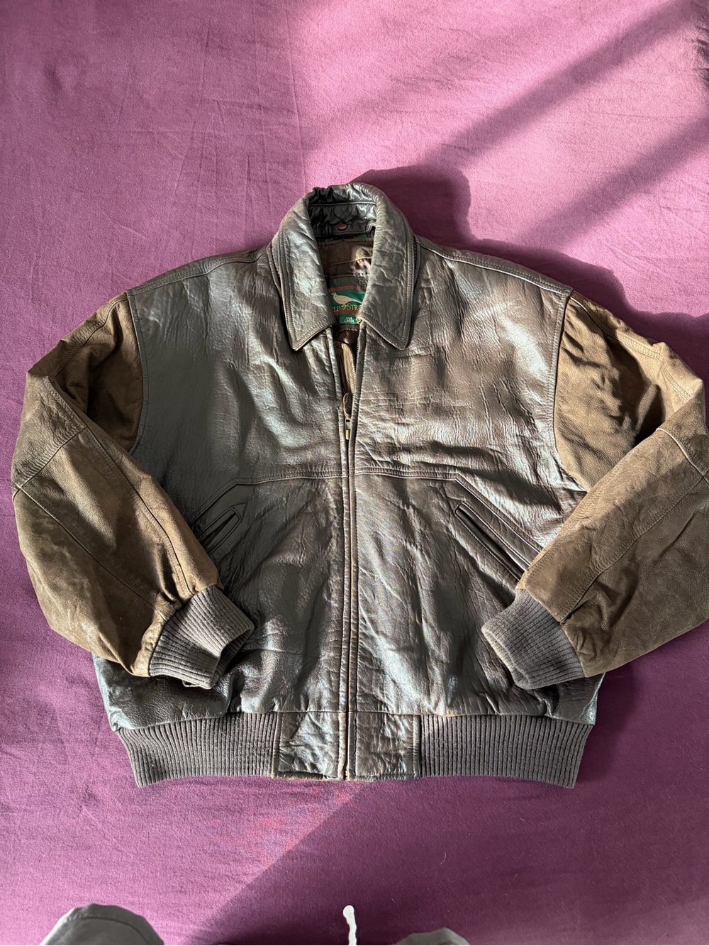 Vintage Brown Leather Bomber Jacket - Field & Stream